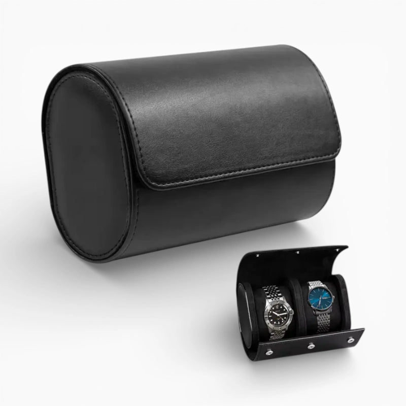 Étui Voyage Montre en Cuir Noir