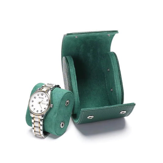 Étui montre cuir vert pour 1 montre coussin amovible 