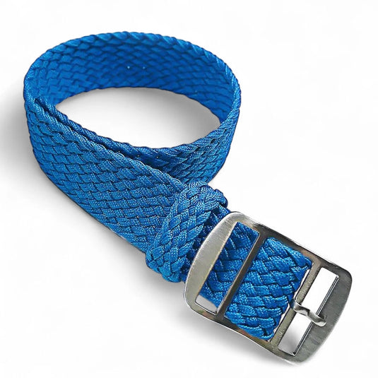 bracelet montre nylon tissu tressé bleu